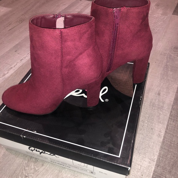 Burgundy Block Heel Bootie - Picture 7 of 7